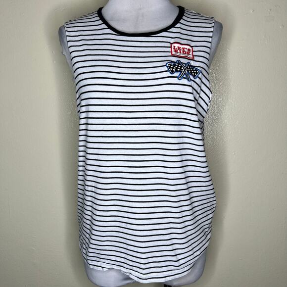 Harley Davidson Tank Top MEDIUM Sleeveless Top Striped Riding Biker Motorcycle - Picture 1 of 10